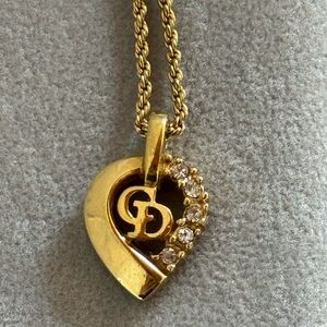 Christian Dior Gold Heart Pendant Necklace